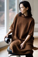 Описание по вязанию платья спицами "Woolfolk"