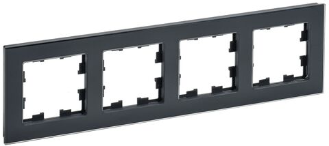 BRITE Рамка 4-мест. РУ-4-2-БрЧ стекло черн. IEK
