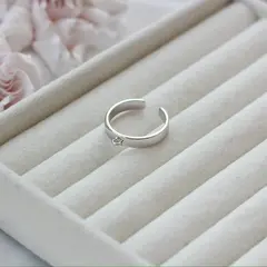 Кольцо с петелькой, регулируемое, родий , Д063