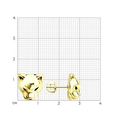 93022575 - Серьги ПАНТЕРЫ из серебра с покрытием Вермель золото 999 пробы с эмалью