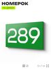 Номер на дверь 289, табличка на дверь для офиса, квартиры, кабинета, аудитории, склада, зеленая 120х70 мм, Айдентика Технолоджи