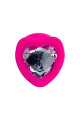 Розовая анальная втулка Diamond Heart с прозрачным кристаллом - 9,5 см. - 
