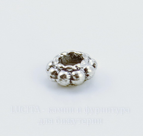 Бусина металлическая - спейсер (цвет - античное серебро) 6х3 мм, 10 штук ()