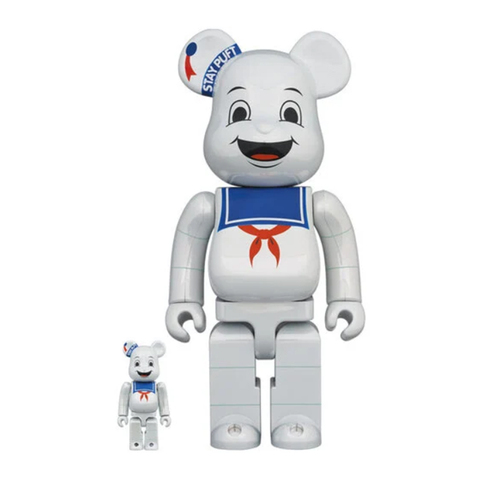 Фигурка 400% & 100% Bearbrick set - Stay Puft Marshmallow Man (White Chrome)