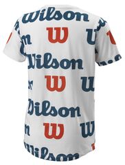 Детская теннисная футболка Wilson All Over Logo Tech Tee B - white