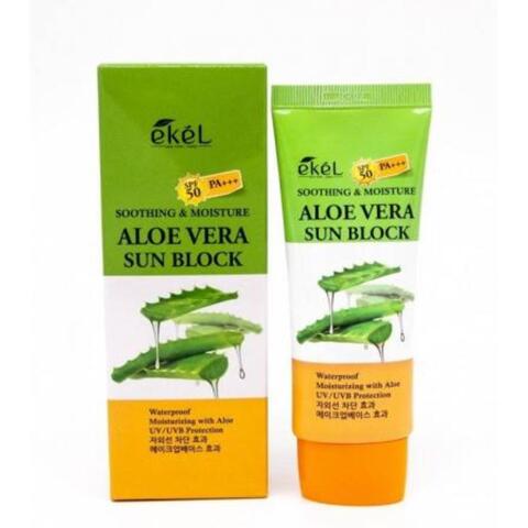 Ekel Aloe vera sun block SPF50+ PA+++ Крем для лица и тела солнцезащитный с экстрактом алоэ