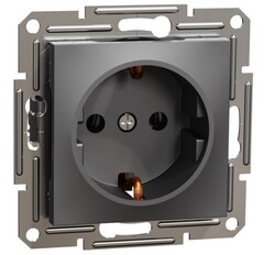 РОЗЕТКА С/У 1-ГНЕЗДО С/З 16A ВИНТ КЛЕММЫ МЕХ АНТРАЦИТ ASFORA /SCHNEIDER/