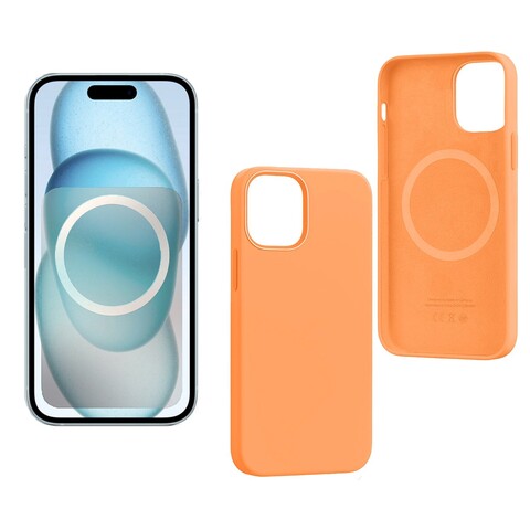 Силиконовый чехол (MagSafe + анимация NFC) Silicon Case для iPhone 15 (6.1") (Апельсиновый сорбет) с магнитом Premium