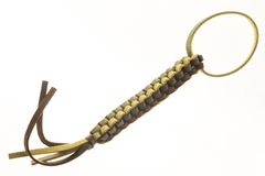 Зелено-коричневый кожаный квадратный темляк