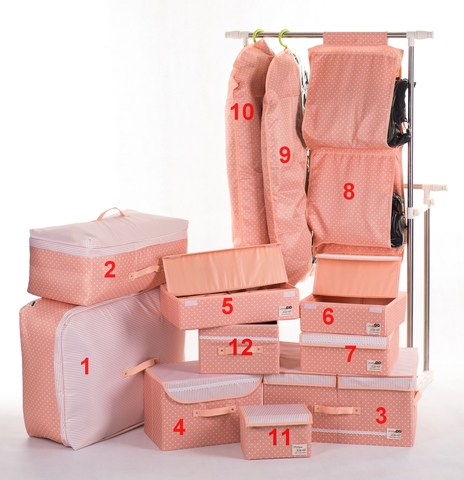 Подарочный набор из 12 предметов (розовый в горошек)