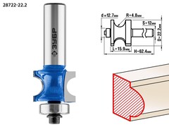 ЗУБР 22.2 x 25.4 мм, радиус 4.8 мм, фреза полустержневая с подшипником, Профессионал (28722-22.2)