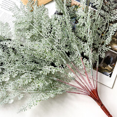Туя искусственная зелень, силиконовые веточки, цветы для декора, пепельная 47 см, набор 1 букет