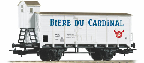 Крытый грузовой вагон “Cardinal Beer“ G02 с тормозной будкой SBB III