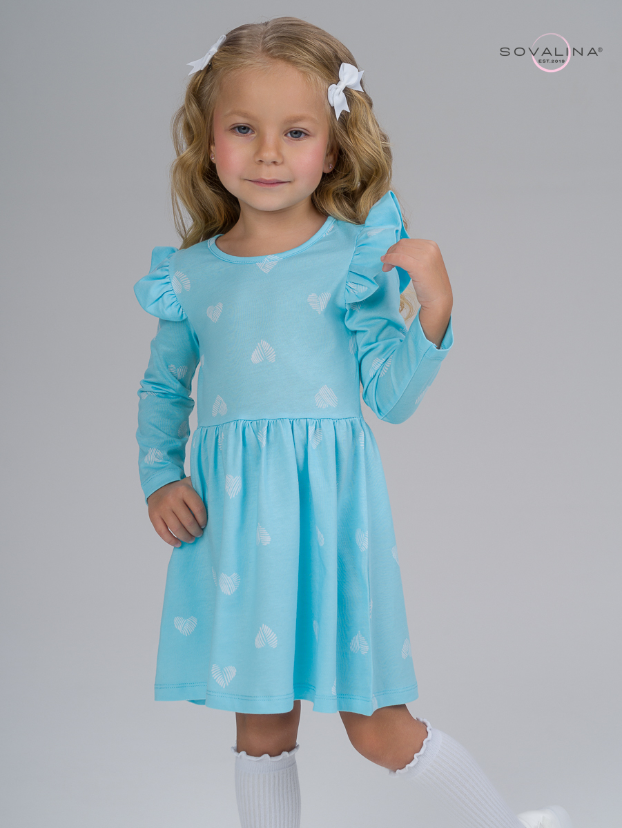 Платье Фея вязаное сердце голубой