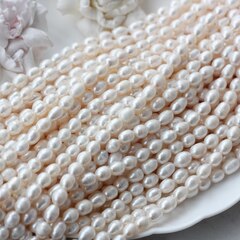 Жемчуг натуральный речной, рис, 7,9-10,1 мм, 1 нить, Ж028