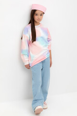 джемпер  для девочки  КР 302671-1/разноцветный спрей