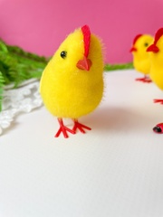 Цыплята пасхальные с гребешком, декоративные, пушистые, 3*6*6,5 см, набор 3 шт.