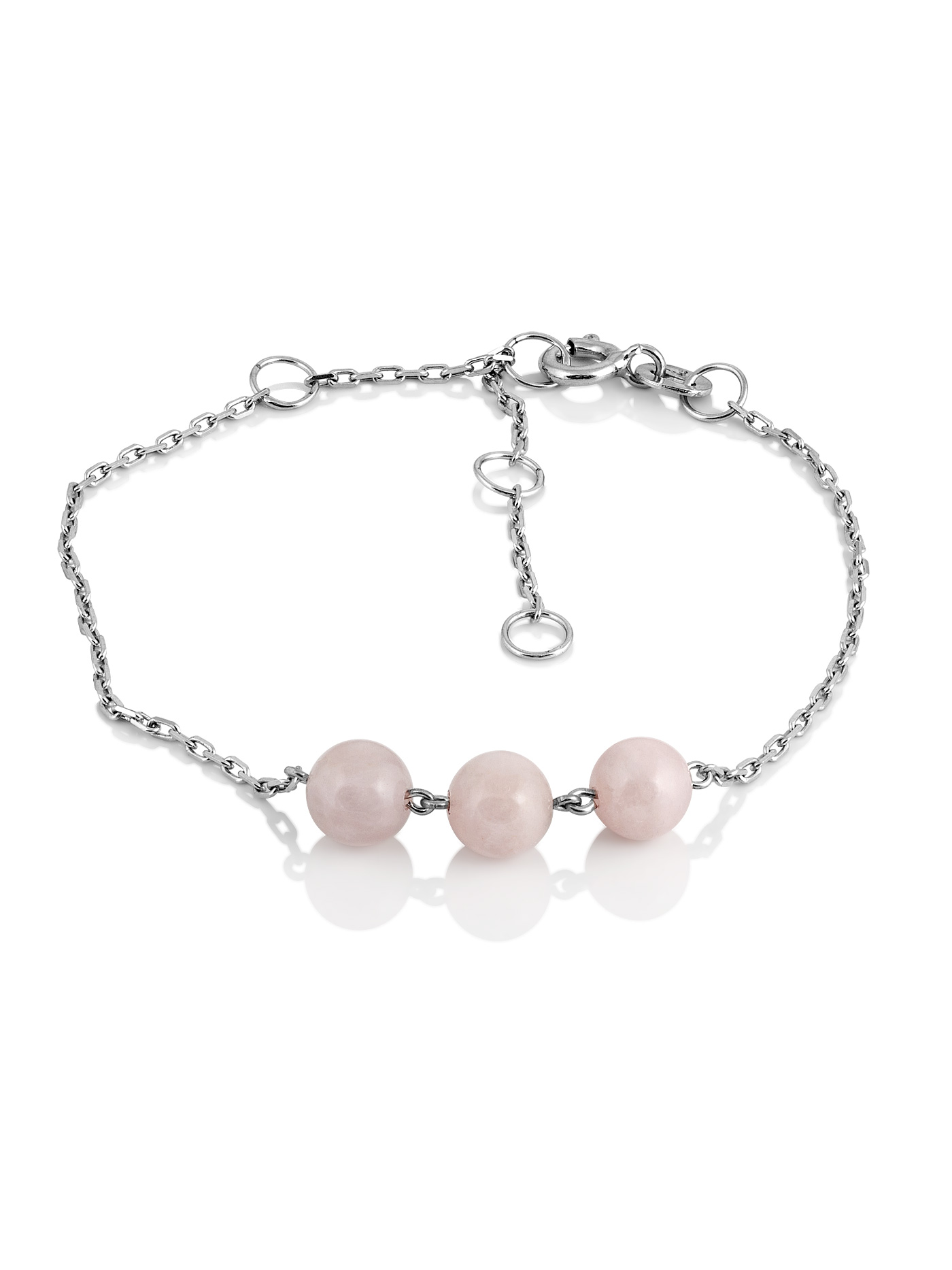 Серебряный браслет с розовым кварцем