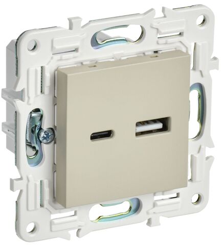 SKANDY Роз. USB A+C 18Вт SK-R13B беж. IEK