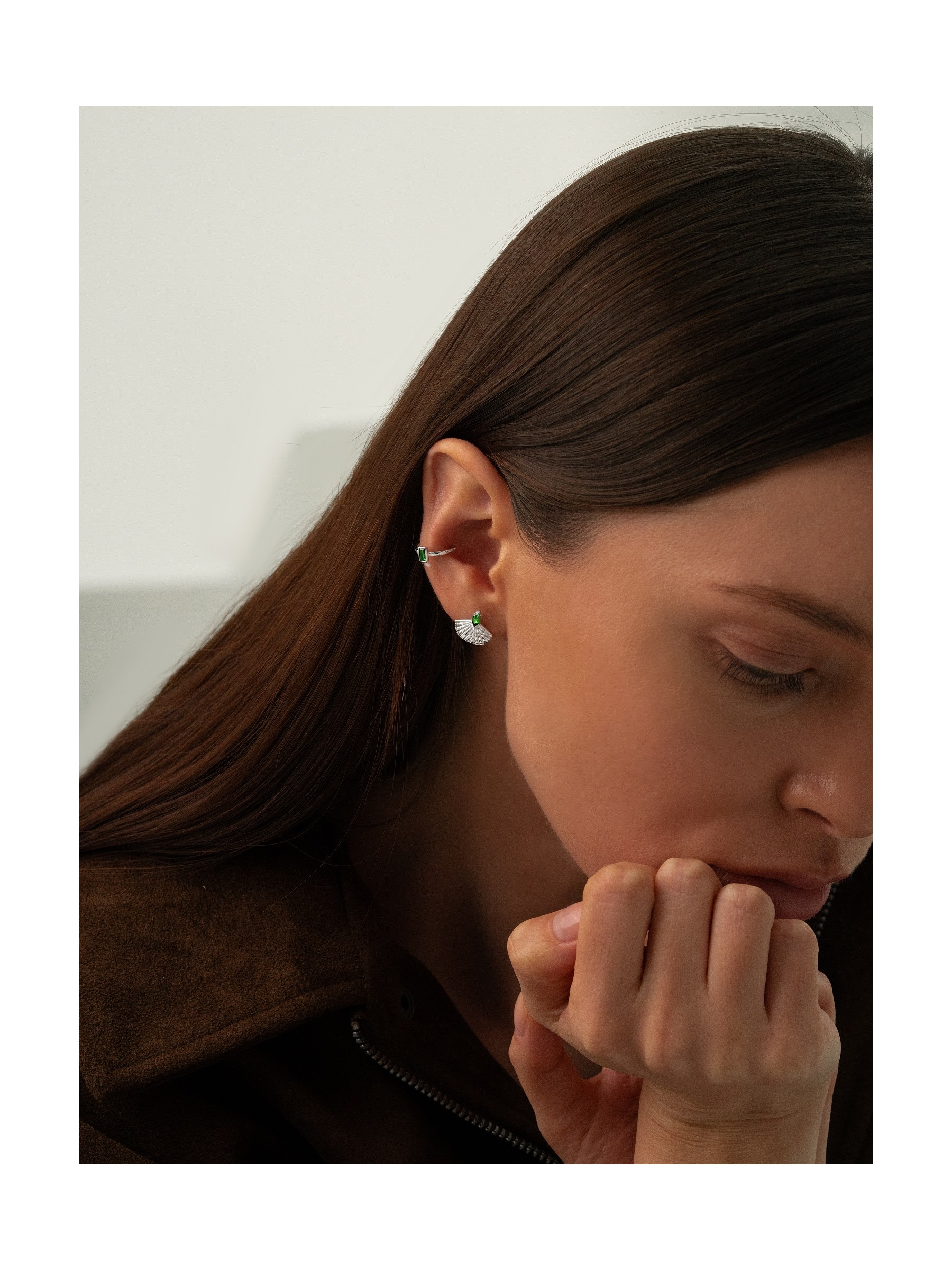 Серьги Взмах (изумруд)