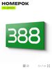 Номер на дверь 388, табличка на дверь для офиса, квартиры, кабинета, аудитории, склада, зеленая 120х70 мм, Айдентика Технолоджи