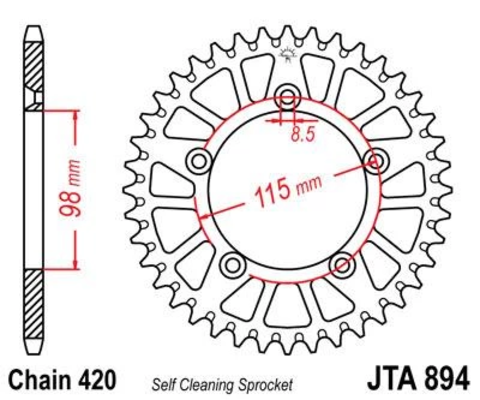 Звезда ведомая алюминиевая JTA894 50ORG