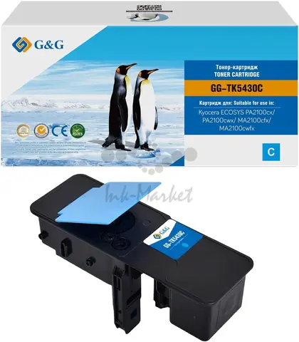 Совместимый лазерный картридж G&G GG-TK5430C (TK-5430C) для Kyocera Ecosys PA2100cx, PA2100cwx, MA2100cfx, MA2100cwfx, 1250 стр., голубой
