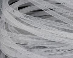 Лента регилин трубчатый, тубуляр, ювелирная сетка, d 8 мм, белый