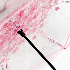 Зонт-наоборот прозрачный розовая сакура, механика
