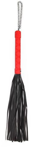 Черная многохвостая плеть-флоггер с красной ручкой - 40 см. - Notabu NOTABU NTB-80643