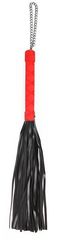 Черная многохвостая плеть-флоггер с красной ручкой - 40 см. - 
