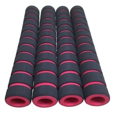 Неопреновые мягкие накладки-грипсы для турника, тренажера, велосипеда, самоката красные, 21,5см - 4шт