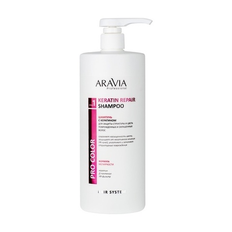 Шампунь с кератином для окрашенных волос KERATIN REPAIR SHAMPOO, 1000 мл ARAVIA Prof
