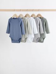 Боди с длинным рукавом для малышей Next K79-684, 5 шт., Синий, Хаки, Серый