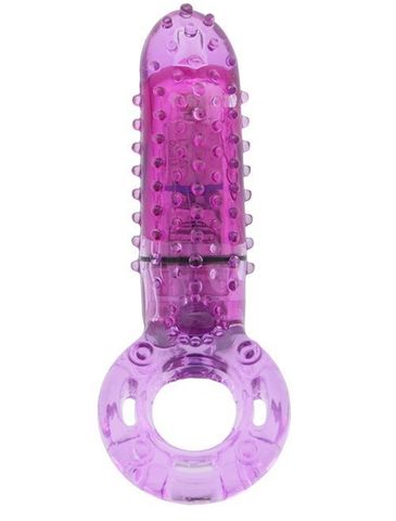 Фиолетовое эрекционное кольцо с вибрацией и пальчиком OYEAH PURPLE - Screaming O OYH-101PU