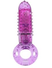 Фиолетовое эрекционное кольцо с вибрацией и пальчиком OYEAH PURPLE - 