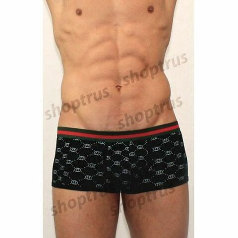 Мужские трусы хипсы черные Gucci Hip Boxer