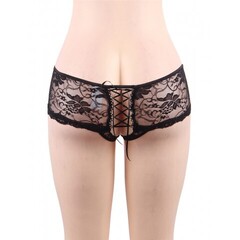 Трусики на завязках с доступом, черные, 3XL-4XL