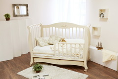 С 553 Кровать детская Елизавета накладка №27 бабочки (белый)