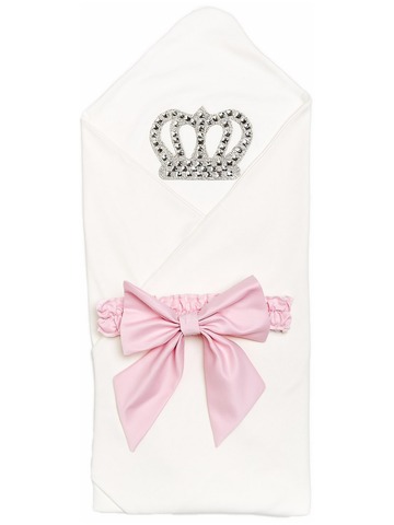 Плед-конверт с короной и бантом "Императрица" (розовый бант)