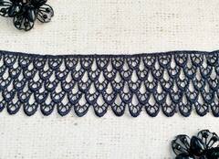 Кружево плетеное, ш. 4,3-4,5 см, тёмно-синий