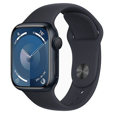 Apple Watch Series 9, GPS, 41 мм, алюминий цвета «Тёмная ночь», спортивный ремешок цвета «Тёмная ночь»