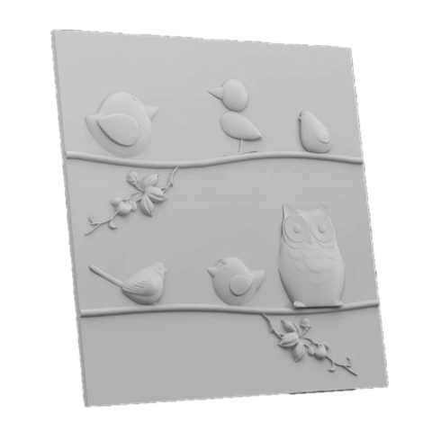Гипсовая 3Д панель Пташки