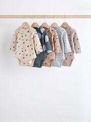 Боди с длинным рукавом для малышей Next K79-792, 5 шт., Бежевый, Синий