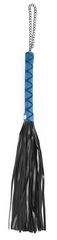 Черная многохвостая плеть-флоггер с синей ручкой - 40 см. - 