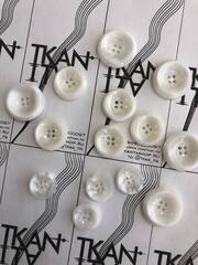 Пуговица пластиковая четырехпрокольная (пластик, Молочный белый, 22)