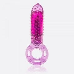 Фиолетовое эрекционное кольцо с вибрацией и пальчиком OYEAH PURPLE - 
