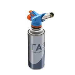 73-0-009 Горелка газовая на баллон, сопло 19 х 60 мм, пьезоподжиг, расход 80 г/ч, работа 360°, ABS (РемоКолор)