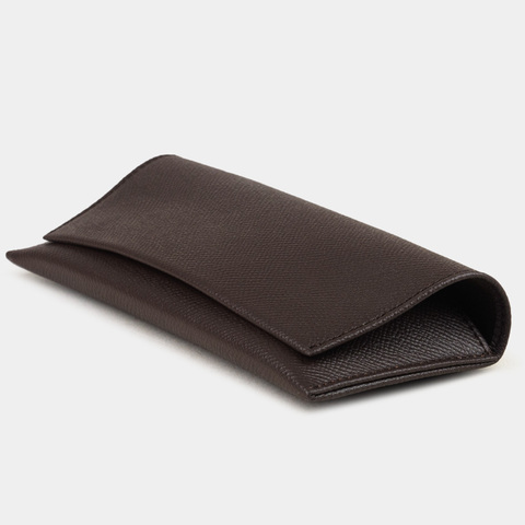 Футляр для очков Lentille из кожи сафьяно, коричневого цвета