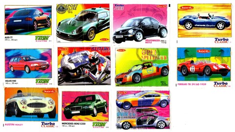 Набор из 10 Вкладышей TURBO Турбо надув Classic без повторов.